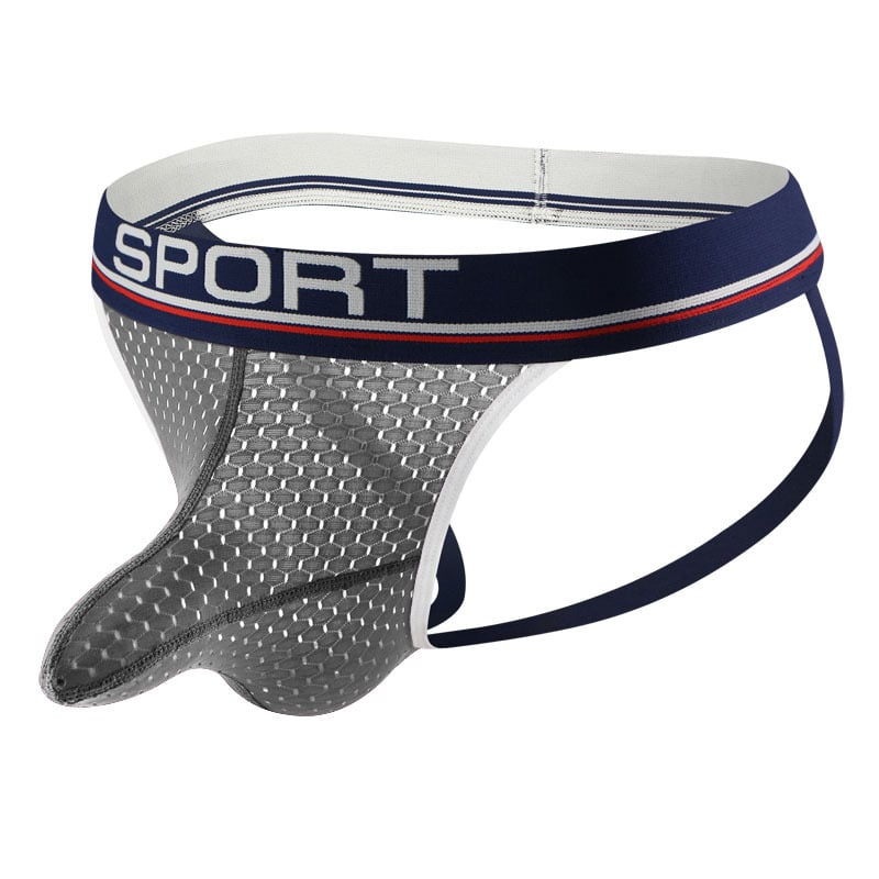 Slip tanga din plasă pentru bărbați, talie joasă, uscare rapidă, respirabil, buzunar de susținere, nylon