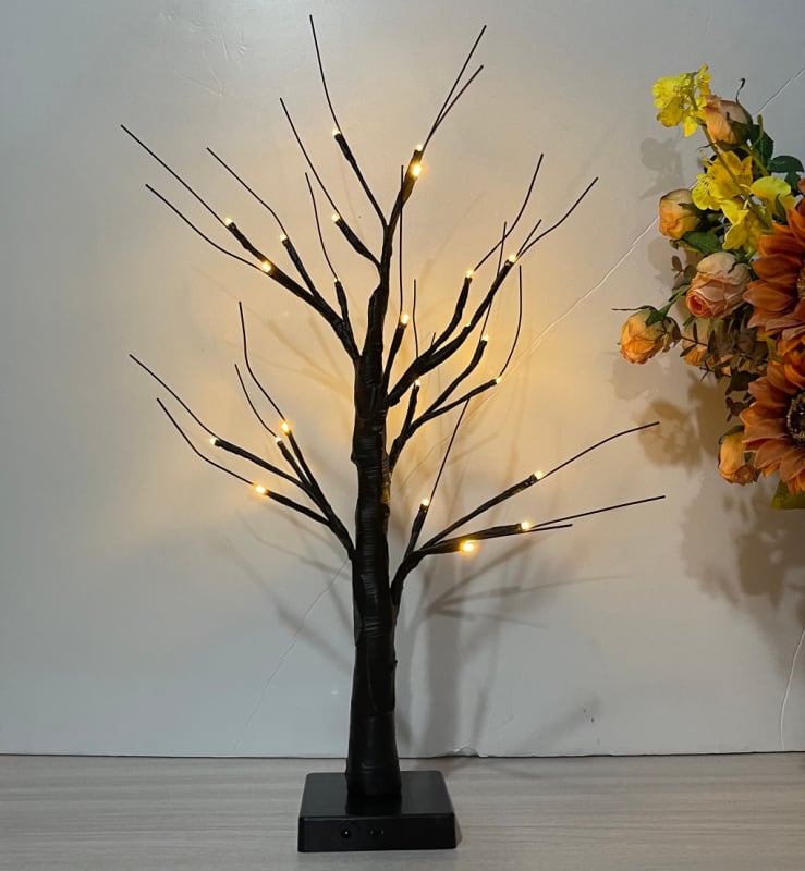 Luminile LED 24 pentru arbore de Crăciun artificial mesteacăn, iluminare decorativă pentru masă, înălțime 60 sau 45 cm