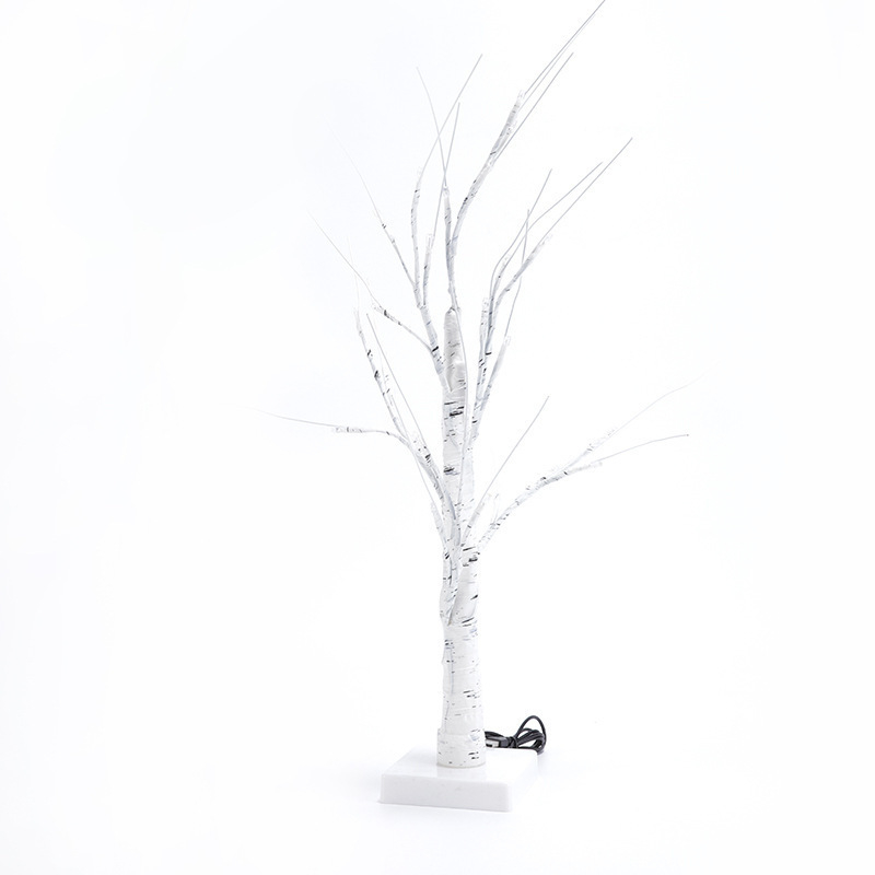 Luminile LED 24 pentru arbore de Crăciun artificial mesteacăn, iluminare decorativă pentru masă, înălțime 60 sau 45 cm