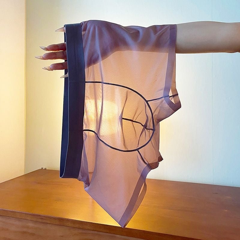 Boxer briefs pentru bărbați, complet transparenți - respirabile, plasă fină, ultra-subțiri pentru vară