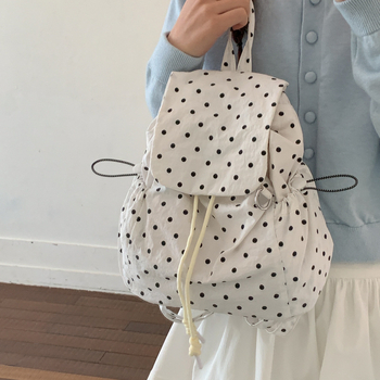 Rucsac în stil coreean, cu imprimeu cu buline, capacitate mare, casual pentru școală și utilizare zilnică