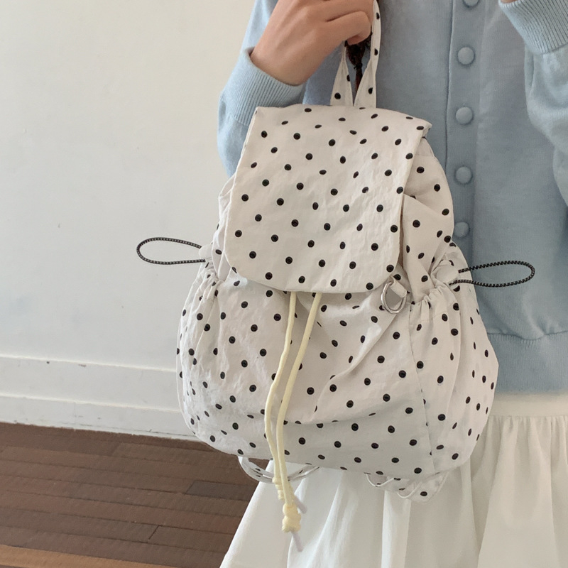 Rucsac în stil coreean, cu imprimeu cu buline, capacitate mare, casual pentru școală și utilizare zilnică
