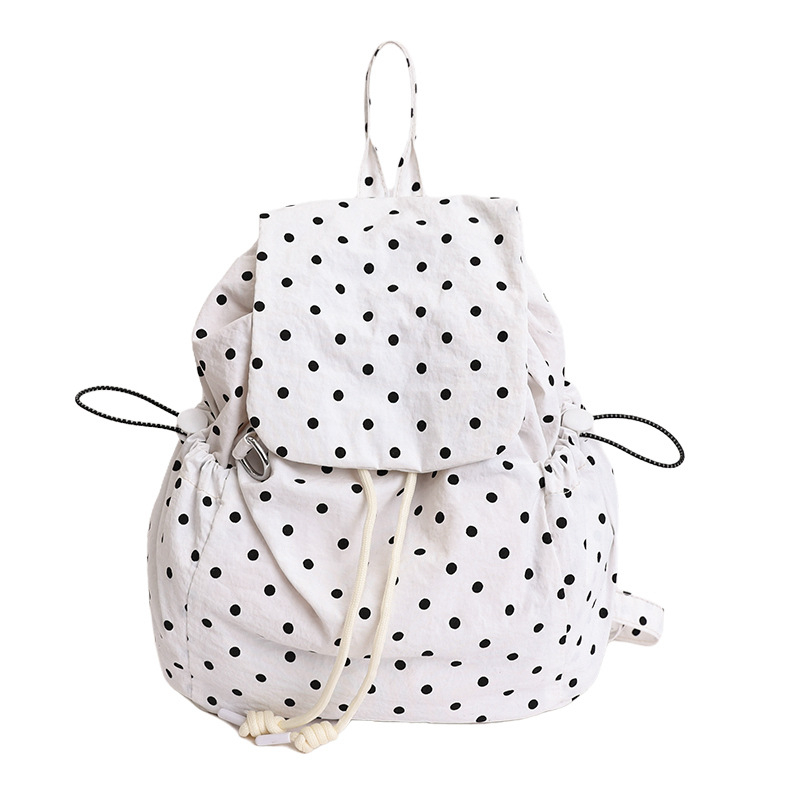Rucsac în stil coreean, cu imprimeu cu buline, capacitate mare, casual pentru școală și utilizare zilnică