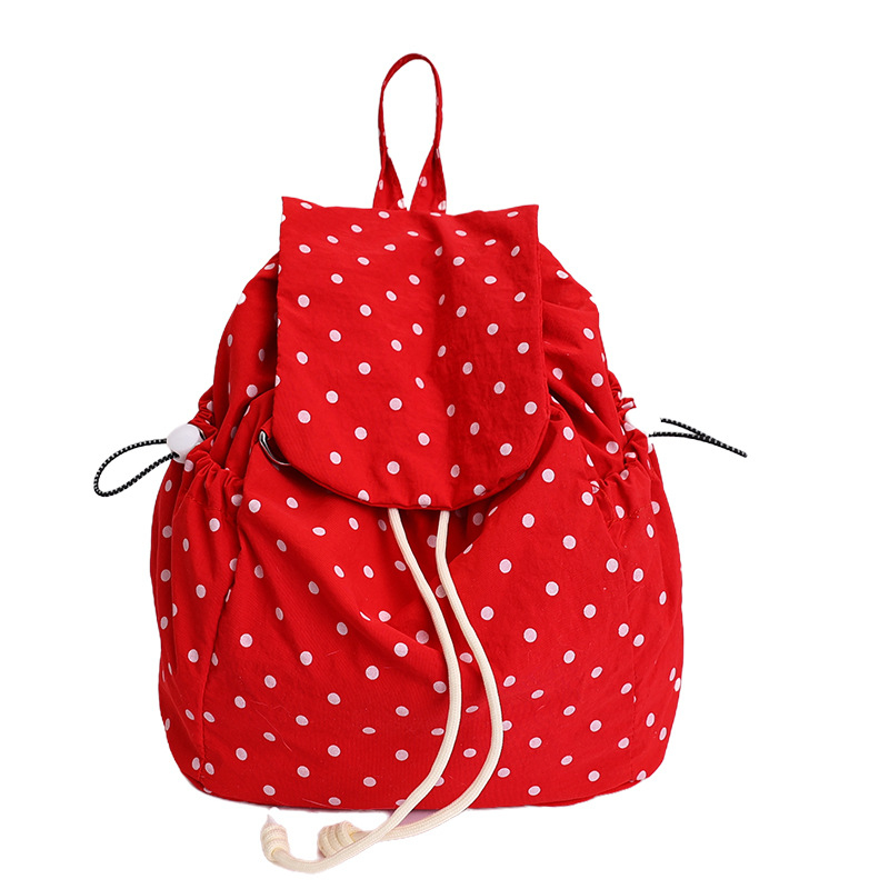 Rucsac în stil coreean, cu imprimeu cu buline, capacitate mare, casual pentru școală și utilizare zilnică