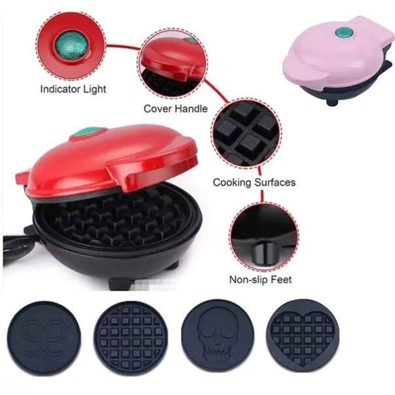 Mașină de gofre electrică portabilă pentru uz casnic, mini, inimă rotundă pentru clătite