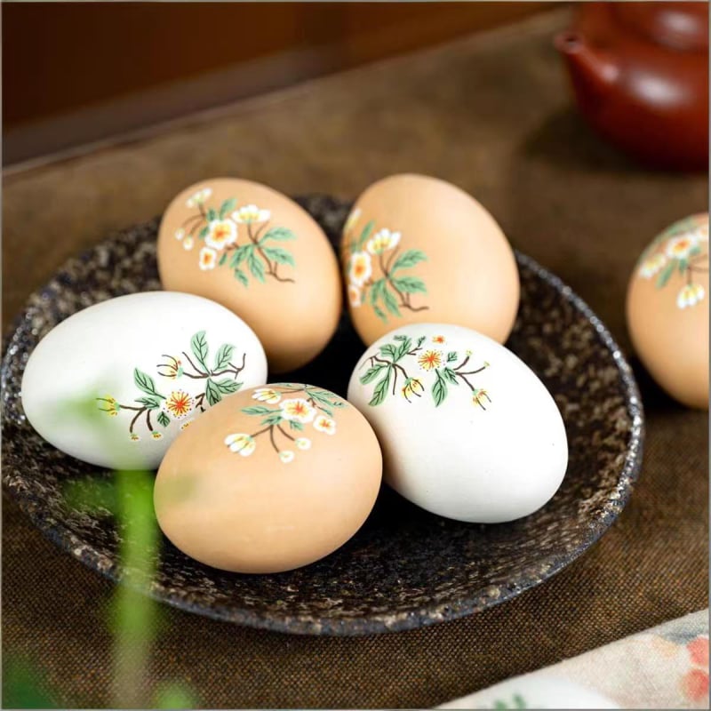 Animal de ceai Yixing din nisip mov, ornament ou ceramic pictat, sculptură decorativă pentru setul de ceai, ouă ceramice colorate, ouă aurii, artă decorativă
