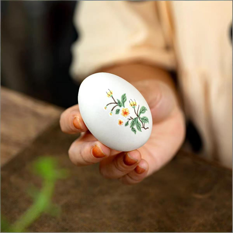 Animal de ceai Yixing din nisip mov, ornament ou ceramic pictat, sculptură decorativă pentru setul de ceai, ouă ceramice colorate, ouă aurii, artă decorativă