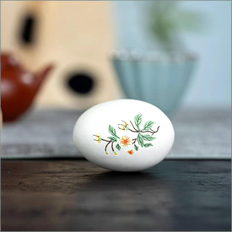 Animal de ceai Yixing din nisip mov, ornament ou ceramic pictat, sculptură decorativă pentru setul de ceai, ouă ceramice colorate, ouă aurii, artă decorativă