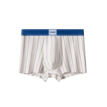 Boxeri pentru bărbați din bumbac 80S, confortabili, aerisiți, antibacterieni, cu model în dungi, talie medie.