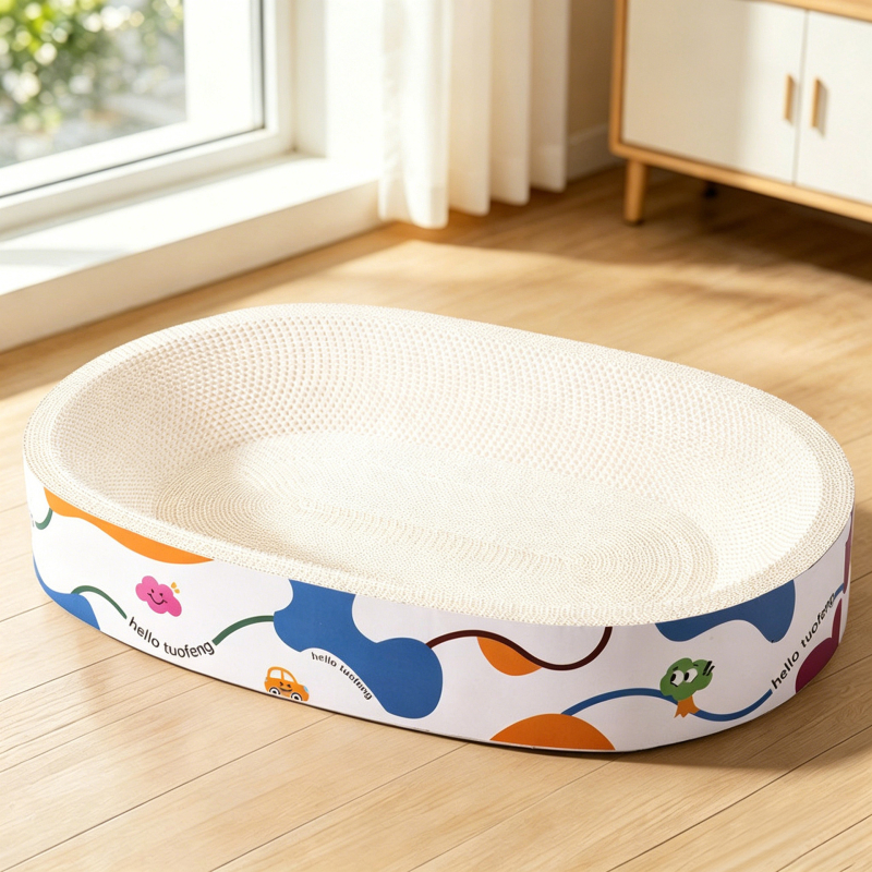Placă albă de carton pentru pisici și pat pentru pisici, rezistentă la zgârieturi, fără scame, carton ondulat din pulpă de lemn, Extra Large, pentru toate anotimpurile