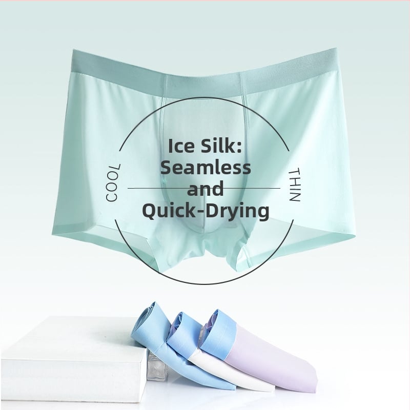 Boxer briefs pentru bărbați, fără cusături, din ice-silk, respirabile, antibacteriene, uscare rapidă, vară, 7A