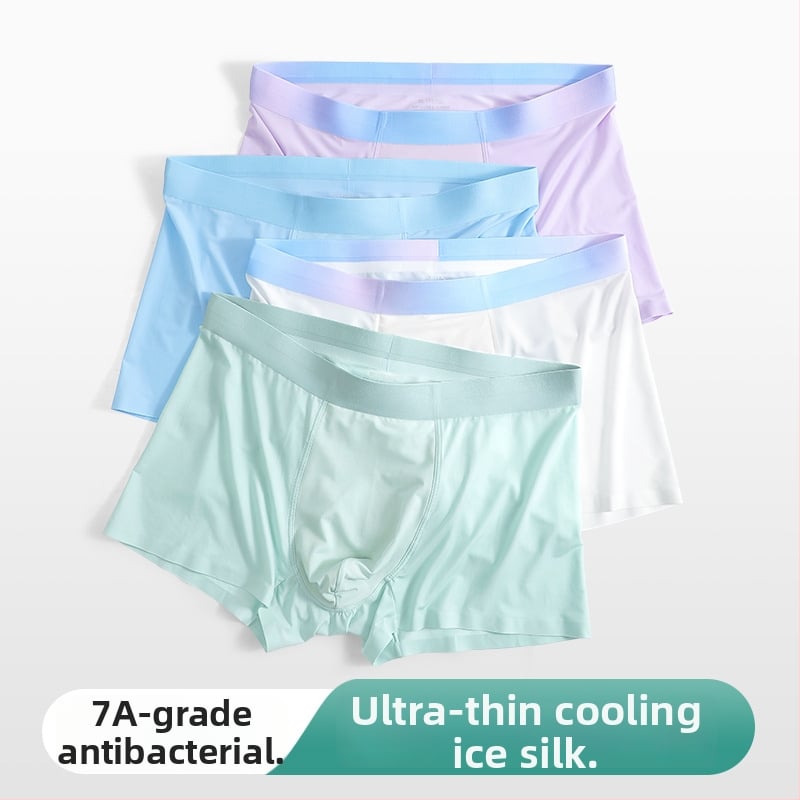 Boxer briefs pentru bărbați, fără cusături, din ice-silk, respirabile, antibacteriene, uscare rapidă, vară, 7A