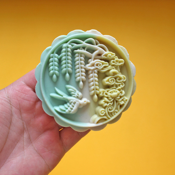 Forme Mooncake 125g/150g/200g - Stil tradițional chinezesc, model floral, păsări și koi, matriță de copt manuală