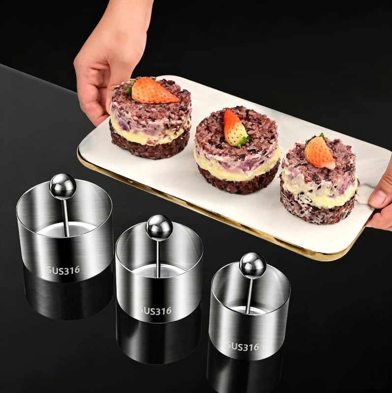 Set de forme pentru bile de orez din oțel inoxidabil 316 – inele circulare pentru mousse și ustensile de copt pentru uz casnic, formă pentru tort sushi