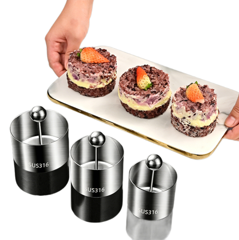 Set de forme pentru bile de orez din oțel inoxidabil 316 – inele circulare pentru mousse și ustensile de copt pentru uz casnic, formă pentru tort sushi