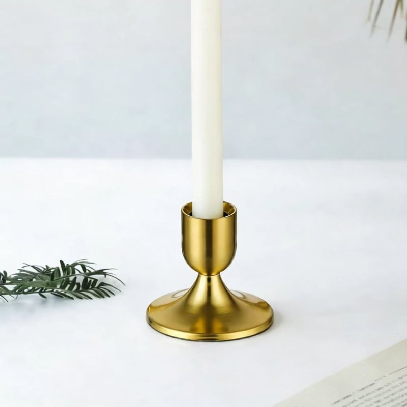 Suport de lumânare din fier, negru și auriu, stil european, decor romantic pentru masă