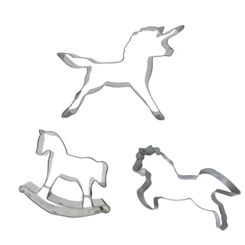 Tăietor de biscuiți din oțel inoxidabil, în formă de ponei balansoar, motiv de animale desen animate pentru coacere acasă