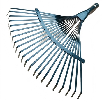 Greblă de frunze cu 22 dinți, formă de pală de ventilator, mâner din lemn, unealtă de grădină