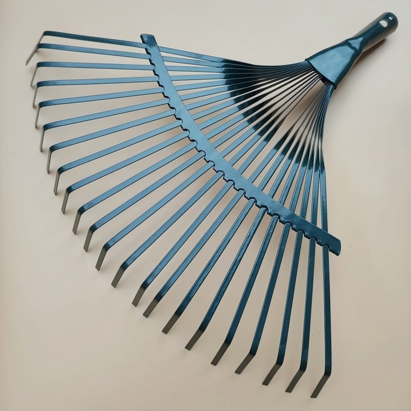 Greblă de frunze cu 22 dinți, formă de pală de ventilator, mâner din lemn, unealtă de grădină