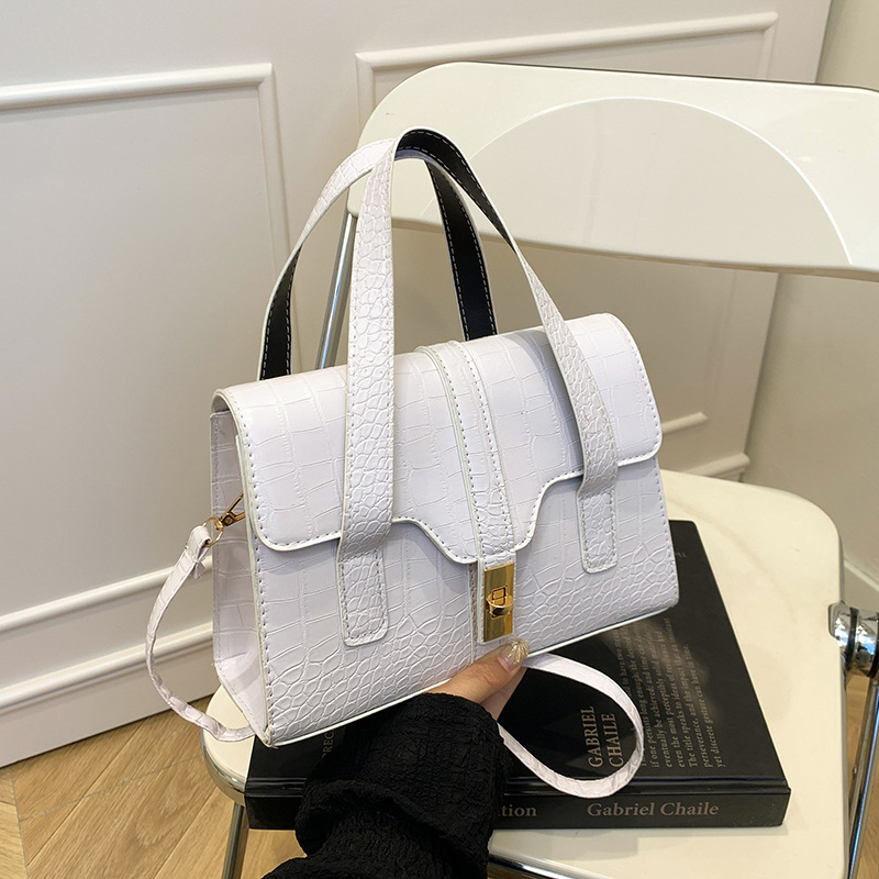 Geantă de damă cu textură crocodil, crossbody, capacitate mare, lux discret