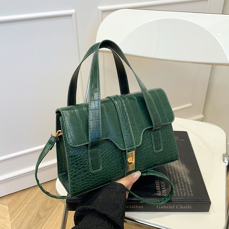 Geantă de damă cu textură crocodil, crossbody, capacitate mare, lux discret