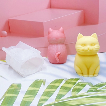 Formă din silicon pentru pisică în poziție șezândă, pentru lumânări și difuzor, DIY statuetă din ipsos pentru difuzor, decor de casă și formă de tort