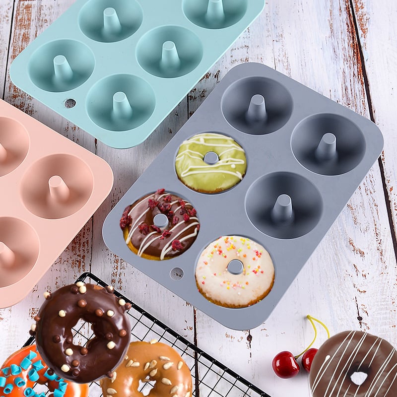 Szilikon fánkforma, 6 üreges, DIY sütéshez, hőálló
