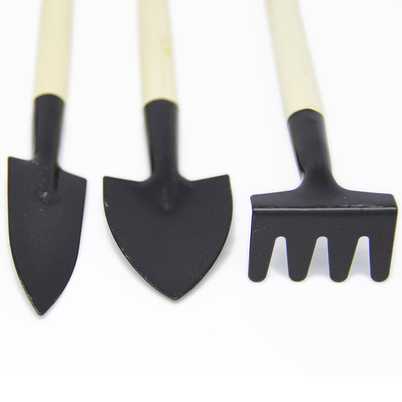 Set de unelte de grădinărit din 3 piese pentru micro peisaj: lopată mică, greblă și mistrie pentru plantare în ghivece