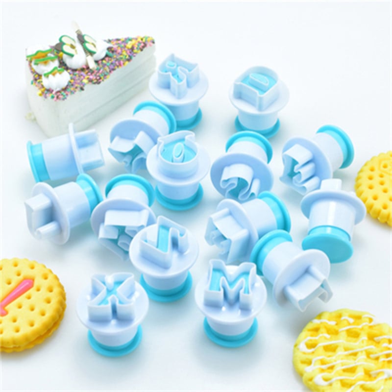 Matriță pentru biscuiți cu 26 litere și cifre, presă cu arc pentru fondant și decorare de torturi