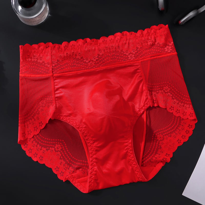 Boxeri bărbați în stil francez, din ice silk, talie din dantelă, buzunar frontal modelat, respirabili, potriviți pentru vară