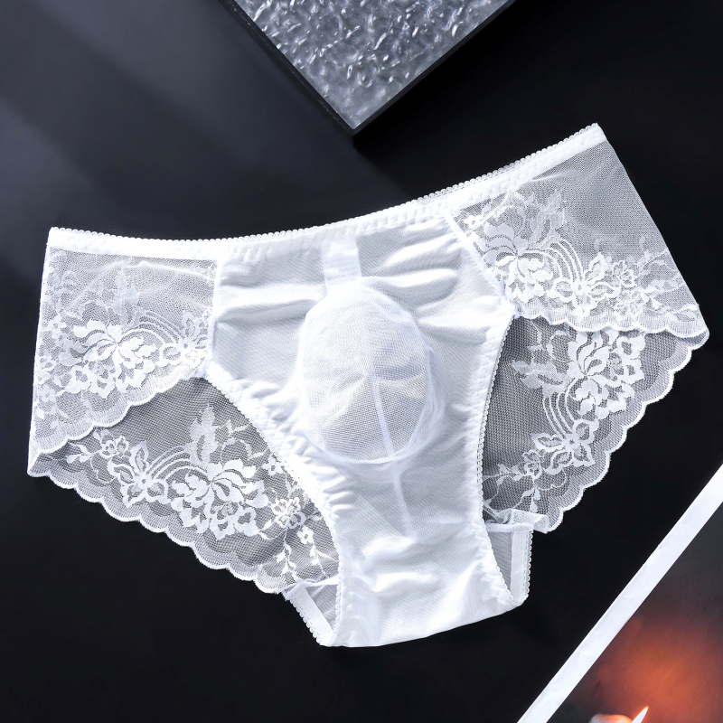 Slipuri bărbătești din dantelă franțuzească, buzunar 3D modelat, țesătură ușoară, respirabilă, talie joasă