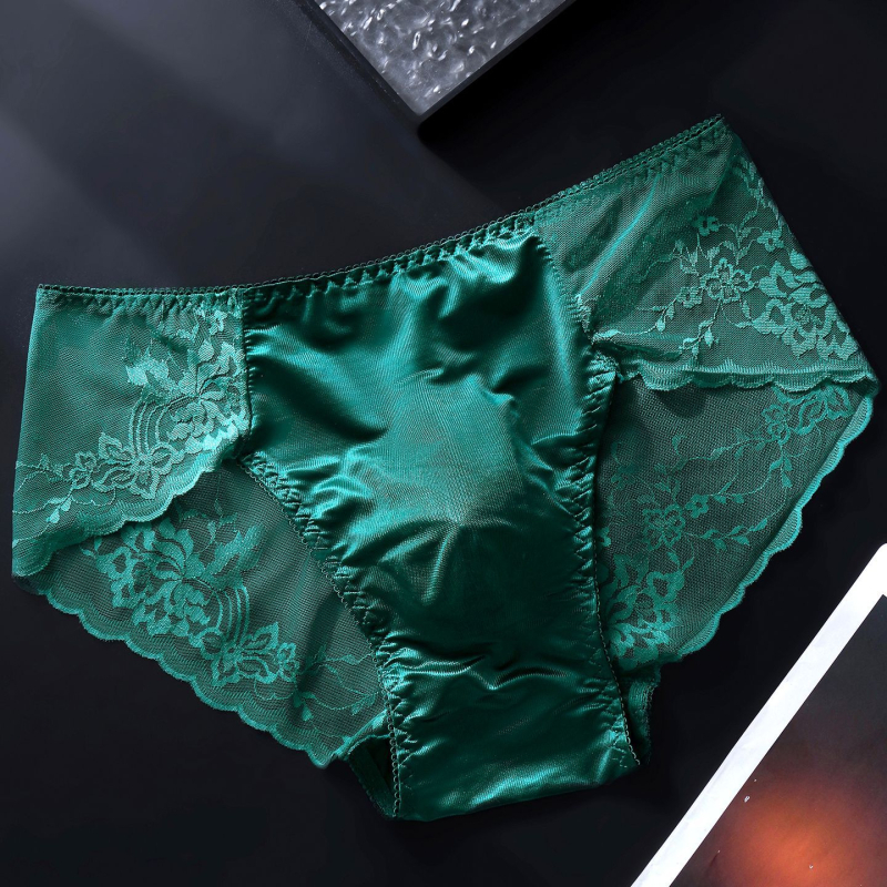 Slipuri bărbătești din dantelă franțuzească, buzunar 3D modelat, țesătură ușoară, respirabilă, talie joasă