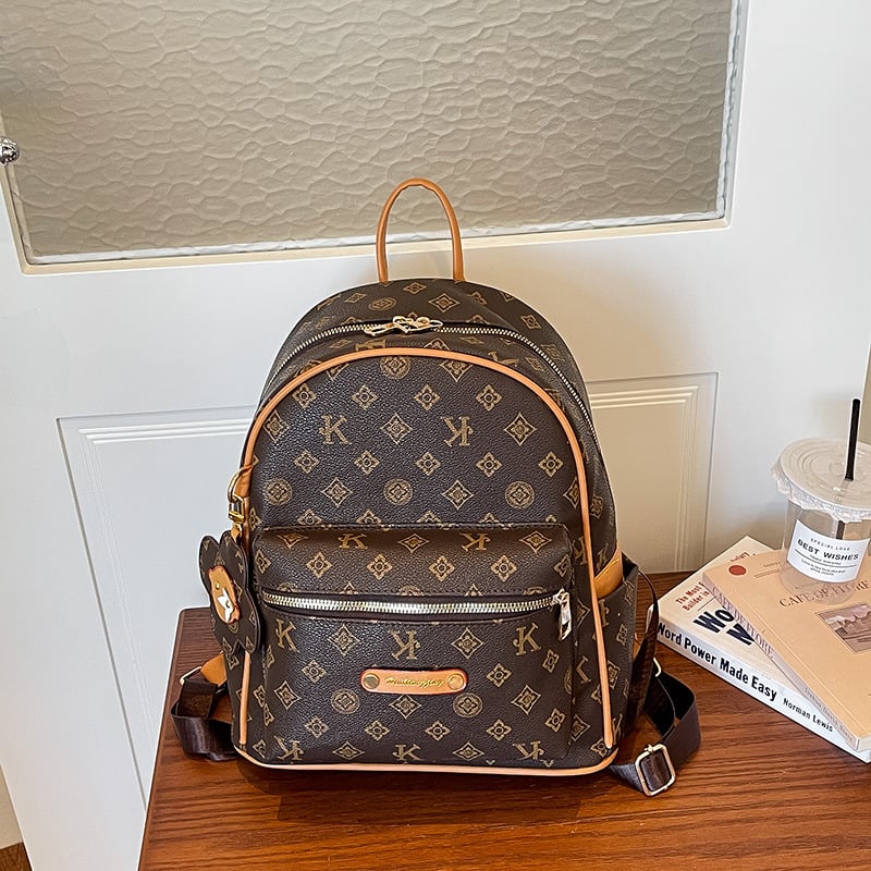 Rucsac pentru femei imprimat cu blocuri de culori, capacitate mare, stil fashion retro casual, model 2026