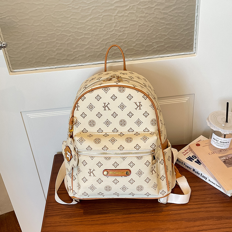 Rucsac pentru femei imprimat cu blocuri de culori, capacitate mare, stil fashion retro casual, model 2026