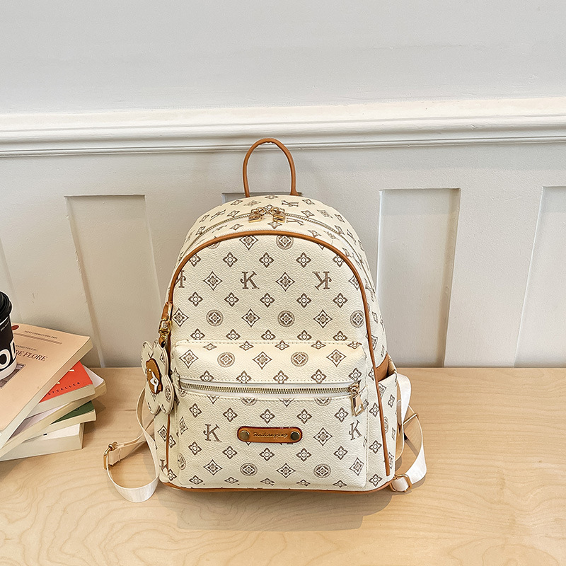 Rucsac pentru femei imprimat cu blocuri de culori, capacitate mare, stil fashion retro casual, model 2026