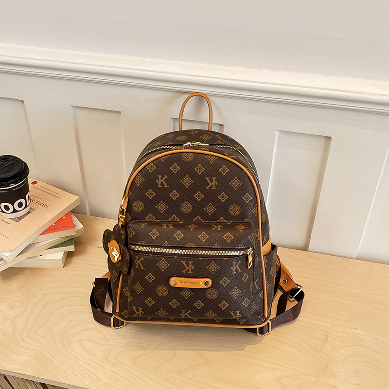 Rucsac pentru femei imprimat cu blocuri de culori, capacitate mare, stil fashion retro casual, model 2026