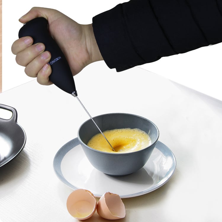 Spumător de lapte electric, manual, cu suport, amestecător pentru cafea și tel pentru ouă