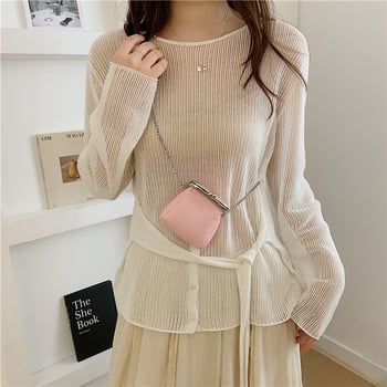 Geantă mini crossbody cu lanț și cataramă, stil cutie PU, căptușeală din nylon, buzunar pentru monede și cosmetic, vara 2026
