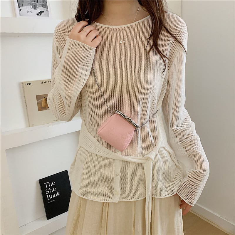 Geantă mini crossbody cu lanț și cataramă, stil cutie PU, căptușeală din nylon, buzunar pentru monede și cosmetic, vara 2026