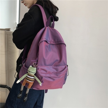 Rucsac în stil Harajuku coreean pentru elevi, rezistent la apă, culoare solidă, capacitate mare 20–35 L, nylon.