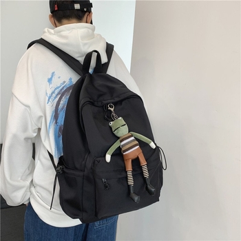 Rucsac în stil Harajuku coreean pentru elevi, rezistent la apă, culoare solidă, capacitate mare 20–35 L, nylon.