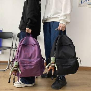 Rucsac în stil Harajuku coreean pentru elevi, rezistent la apă, culoare solidă, capacitate mare 20–35 L, nylon.