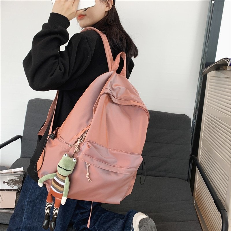 Rucsac în stil Harajuku coreean pentru elevi, rezistent la apă, culoare solidă, capacitate mare 20–35 L, nylon.