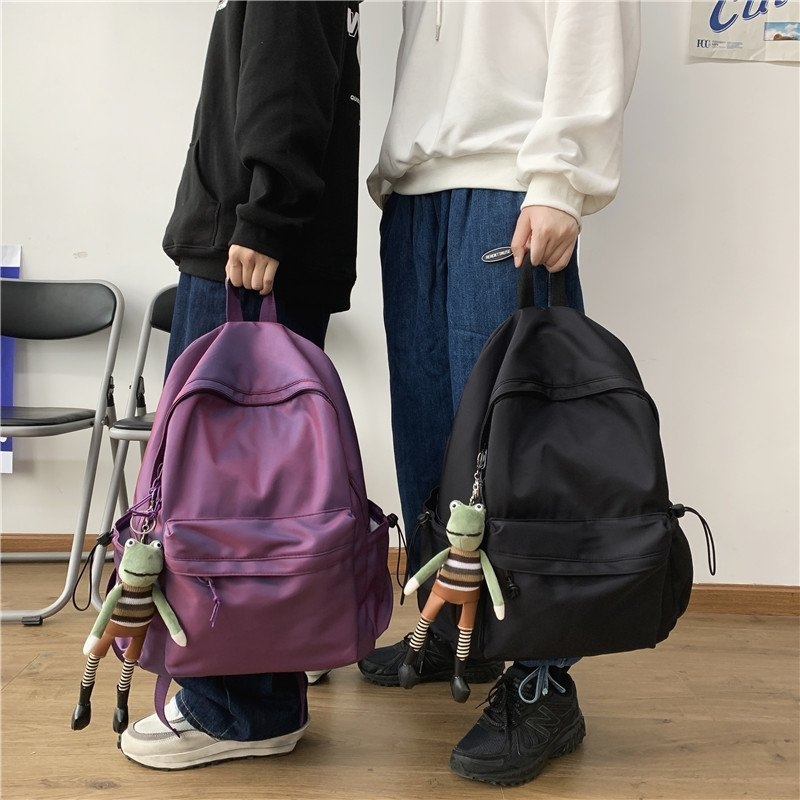 Rucsac în stil Harajuku coreean pentru elevi, rezistent la apă, culoare solidă, capacitate mare 20–35 L, nylon.