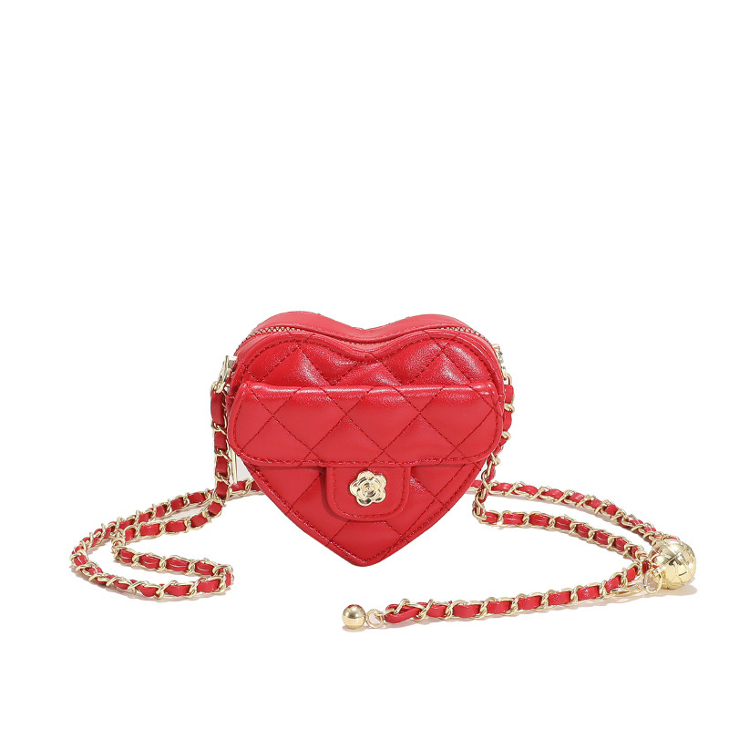 Geantă de damă mică, în formă de inimă, cu lanț crossbody, pentru ținute zilnice