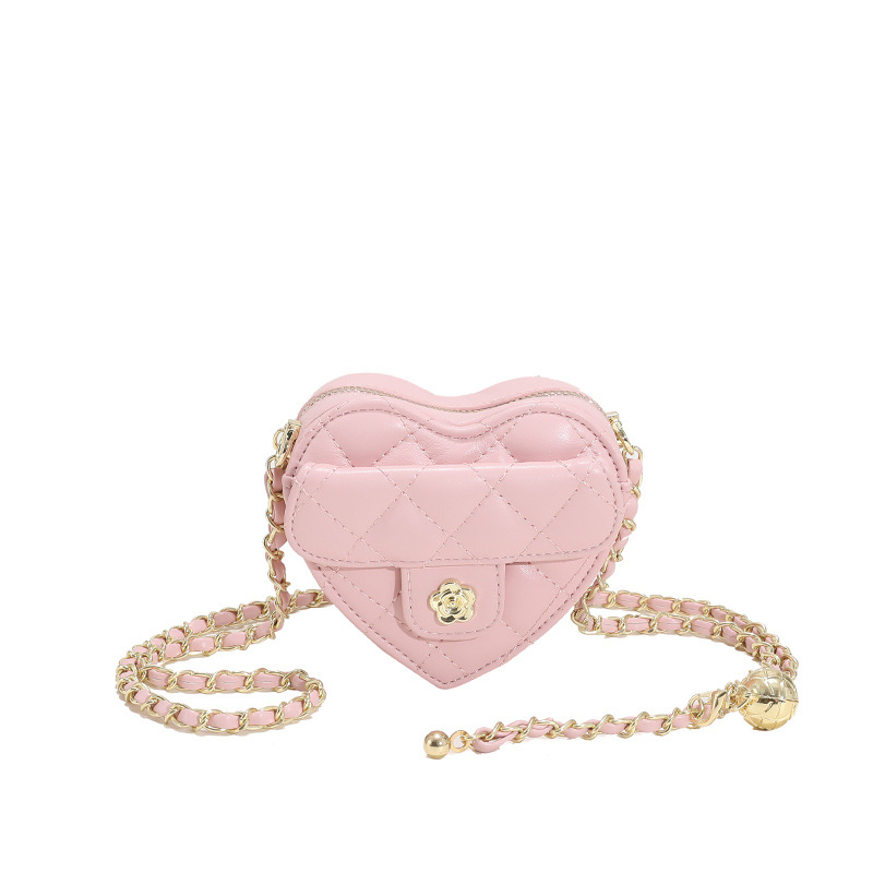 Geantă de damă mică, în formă de inimă, cu lanț crossbody, pentru ținute zilnice