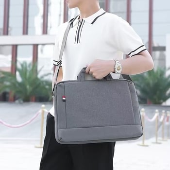 Geantă pentru laptop pentru bărbați – nylon, culoare solidă, curea crossbody, pentru laptop de 15 inch, birou
