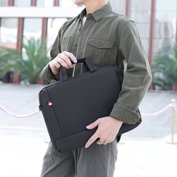 Geantă pentru laptop pentru bărbați – nylon, culoare solidă, curea crossbody, pentru laptop de 15 inch, birou