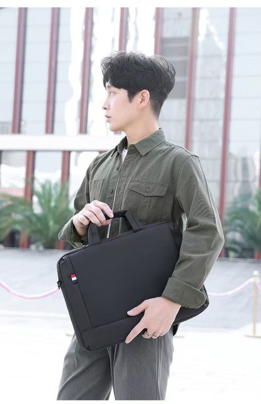 Geantă pentru laptop pentru bărbați – nylon, culoare solidă, curea crossbody, pentru laptop de 15 inch, birou