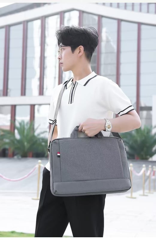 Geantă pentru laptop pentru bărbați – nylon, culoare solidă, curea crossbody, pentru laptop de 15 inch, birou